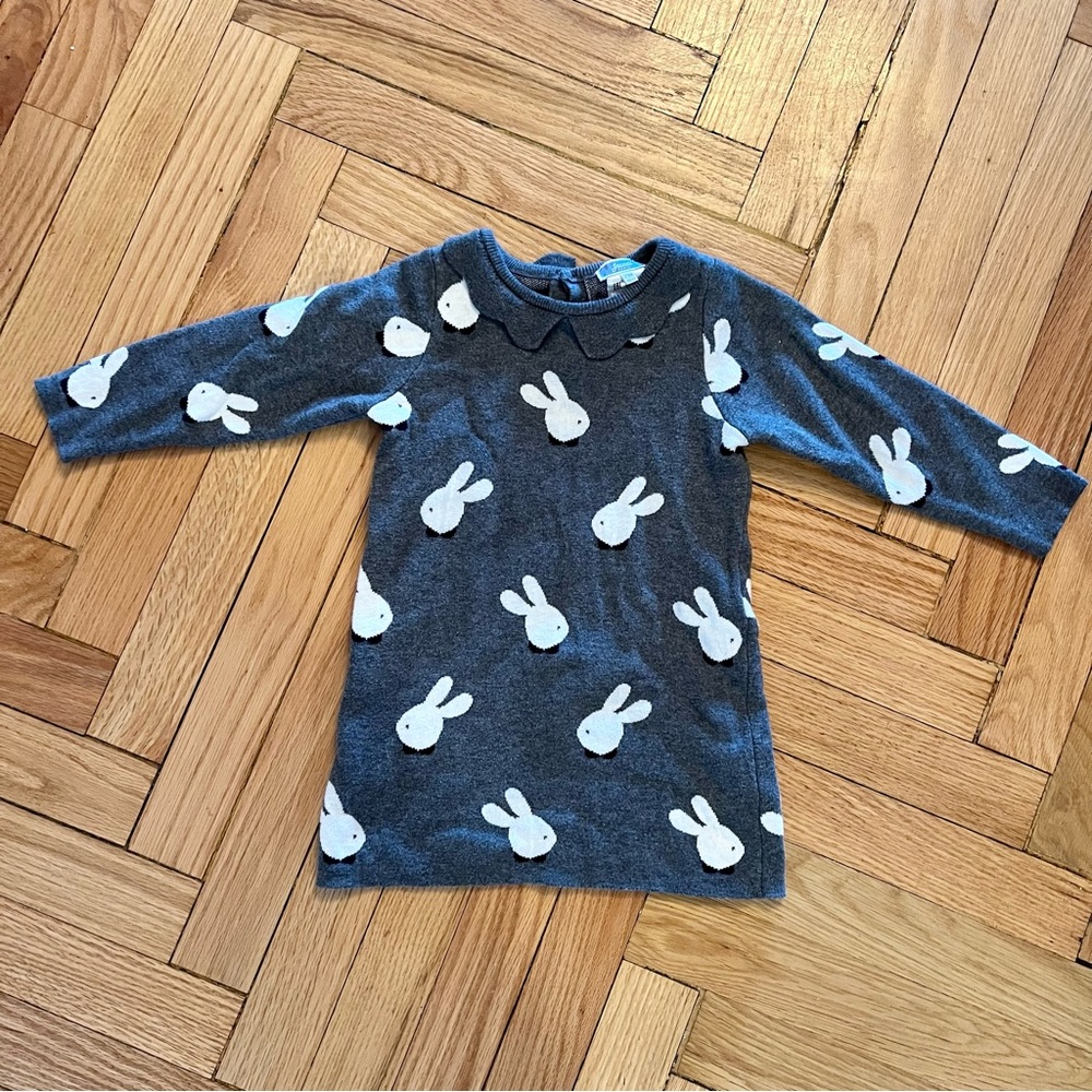 Jacadi Paris Toddler Bunny Fleece Dress/ Sweater Dress